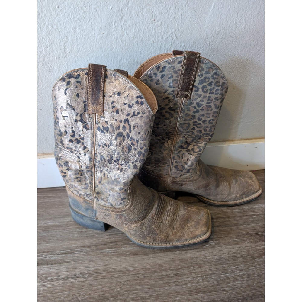 Womens Leopard Print Ariat Square Toe Cowboy Boots size 9